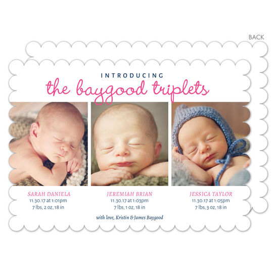 Introducing Triplets Photo Birth Announcements